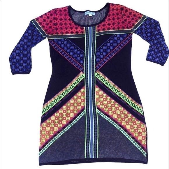 Dina Be Geometrical Sweater Dress Size Medium - Picture 1 of 8